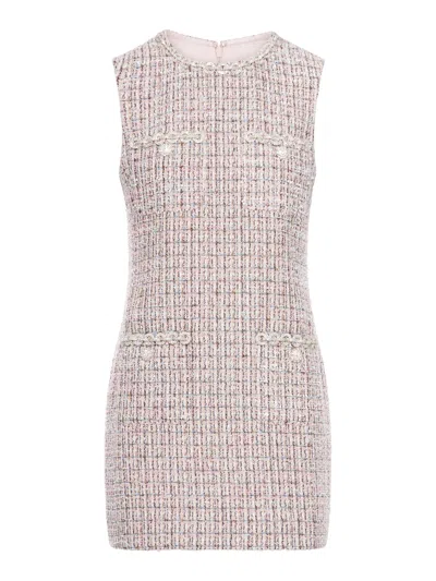 Self-portrait Textured Sleeveless Dress With Fitted Silhouette In Pink