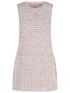 Self-portrait Textured Sleeveless Dress With Fitted Silhouette In Pink
