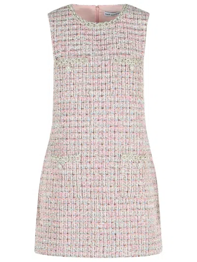 Self-portrait Self Portrait Sleeveless Pink Polyester Mini Dress In Gold