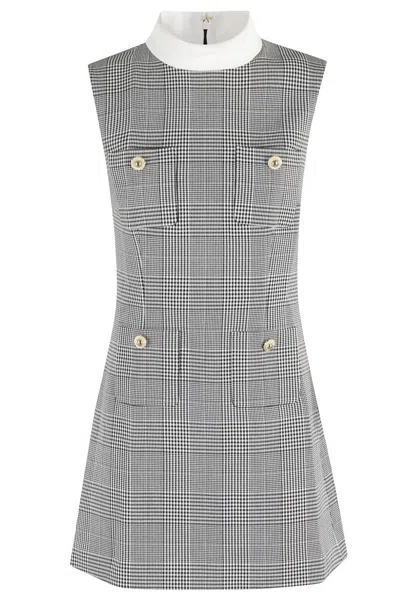 Self-portrait Sleeveless Prince Of Wales Check Mini Dress In Black