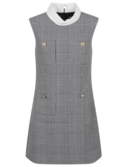 Self-portrait Sleeveless Prince Of Wales Check Mini Dress In Gray
