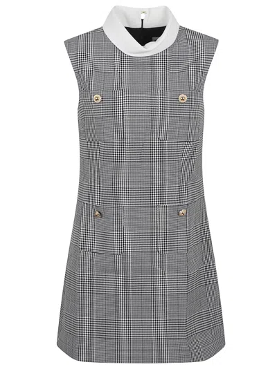 Self-portrait Sleeveless Prince Of Wales Check Mini Dress In Gray