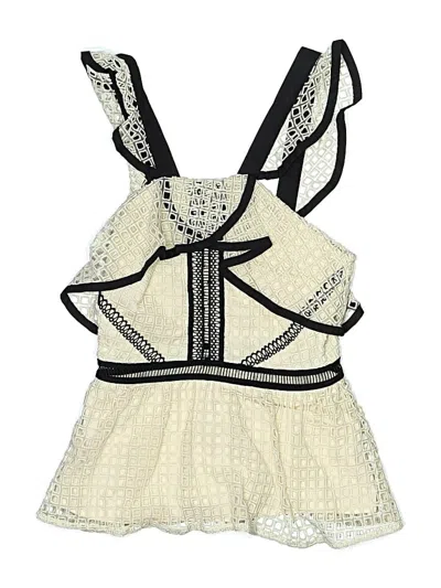 Pre-owned Self-portrait Sleeveless Top Ivory Ruffles Neckline Tops In White