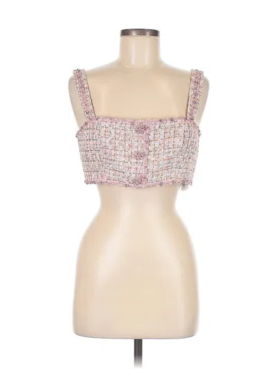 Pre-owned Self-portrait Sleeveless Top Pink Square Neckline Tops