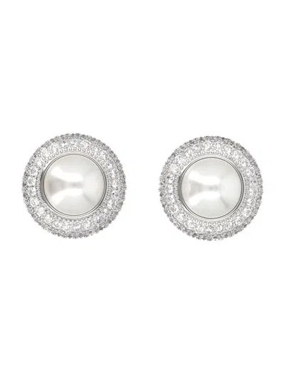 Self-portrait Small Crystal Pearl Earrings