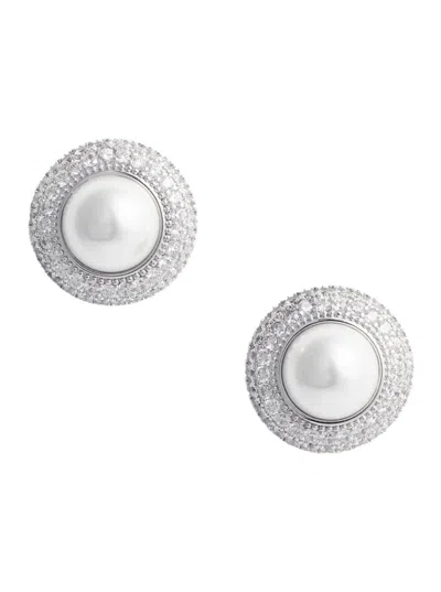 Self-portrait Small Crystal Pearl Earrings