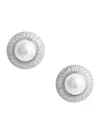 Self-portrait Small Crystal Pearl Earrings In Metallic