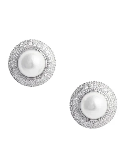 Self-portrait Small Crystal Pearl Earrings