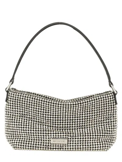 Self-portrait Small Diamond Hobo Bag In Silver