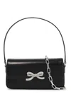 Self-portrait Leather Bow Baguette Shoulder Bag In Black