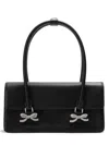 Self-portrait Rectangular Handbag With Silver Bow Embellishments In Black