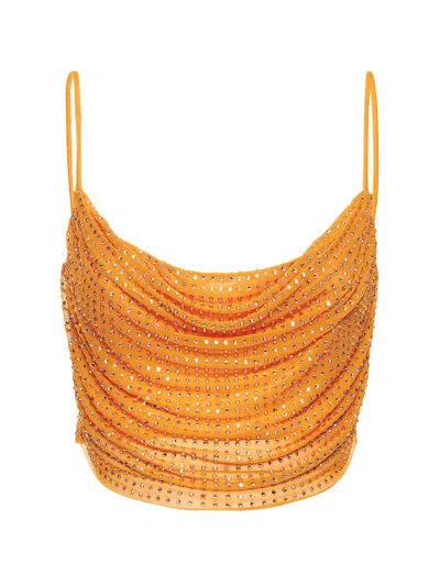Self-portrait Soft Orange Top With Elegant Ruffled Design | ModeSens