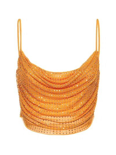 Self-portrait Soft Orange Top With Elegant Ruffled Design