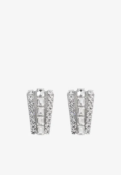 Self-portrait Sparkling-crystals Earrings In Silver