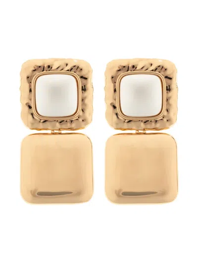 Self-portrait Square Drop Earrings In Gold