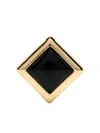 Self-portrait Black Enamel Gold Square Earrings Accessories In Black