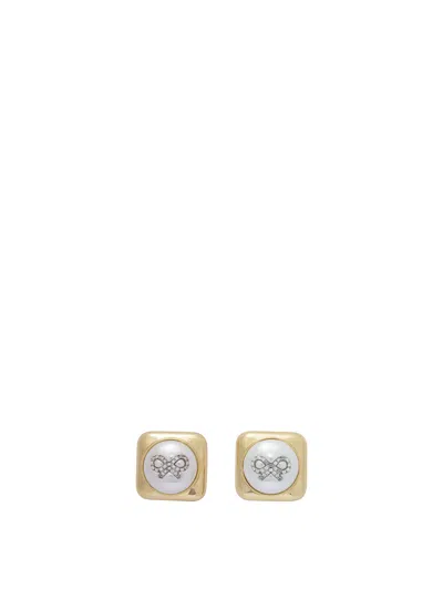Self-portrait Self Portrait Square Earrings In Gold