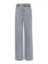 Self-portrait Crystal-embellished High-rise Wide-leg Jeans In Blue