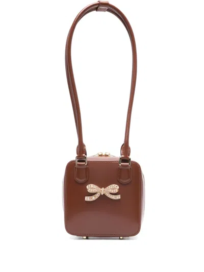 Self-portrait Square Shoulder Bag In Brown