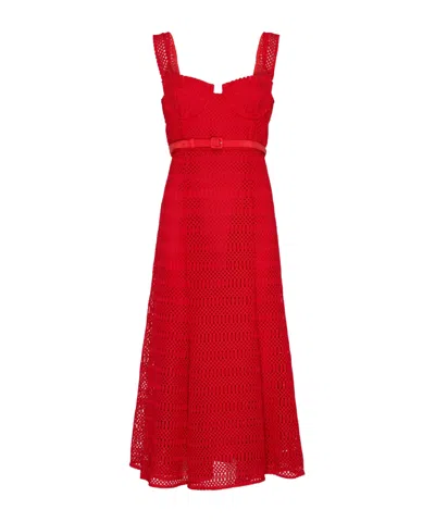 Self-portrait Square Sleeveless Dress In Red