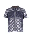 Self-portrait Star Pattern Sheer Top In Navy Blue Polyester In Blue