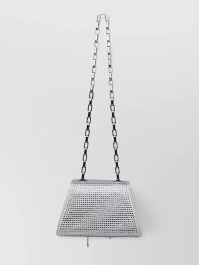 Self-portrait Stass Bag With Chain Strap And Metallic Finish