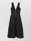 Self-portrait V-neck Denim Midi Dresses In Blue