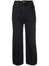 Self-portrait High Waist Cropped Straight-leg Jeans In Black