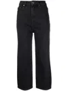 Self-portrait High Waist Cropped Straight-leg Jeans In Black