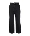 Self-portrait High Waist Cropped Straight-leg Jeans In Black
