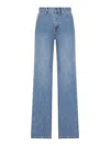 Self-portrait Straight Leg Denim Jeans With Rhinestone In Blue