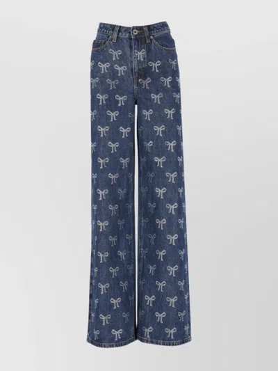 Self-portrait Straight Rhinestone Embellished Jeans In Blue
