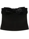 Self-portrait Black Sleeveless Top With Bandeau Neckline In Tech Fabric Woman