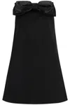 Self-portrait Black Sleeveless Mini Dress With Bandeau And Beaded Oversize Bow In Tech Fabric Woman In Black (black)