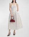 Self-portrait Cream Polka Dot Taffeta Midi Dress Cream In Beige