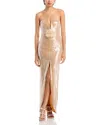 Self-portrait Sequin-embellished Maxi Dress In Tan