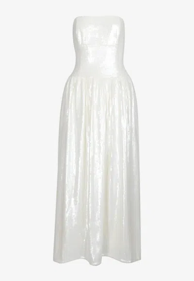 Self-portrait Strapless Sequined Midi Dress In White