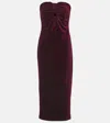 Self-portrait Strapless Velvet Midi Dress In Red