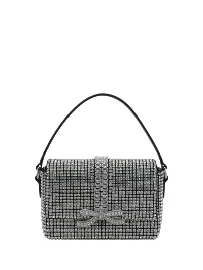 Self-portrait Strass Baguette Handbag In Silver