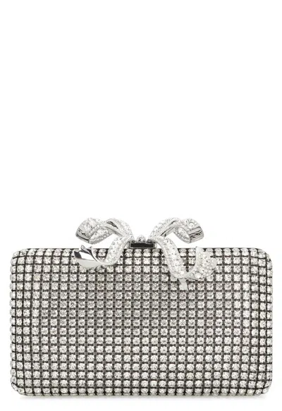 Self-portrait Strass Clutch In Silver