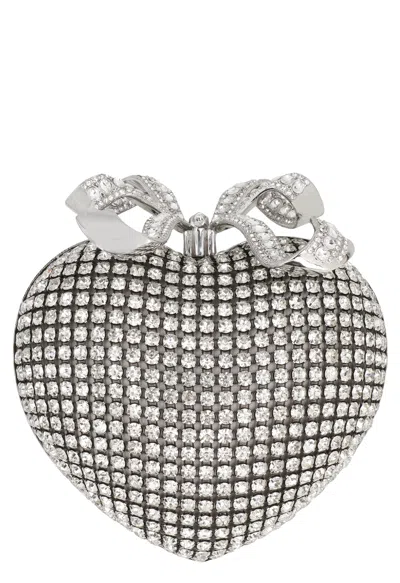 Self-portrait Strass Clutch In Silver