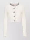 Self-portrait Strass Embellished Crew Neck Cropped Cardigan In Animal Print