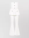 Self-portrait Strapless Belted Embellished Stretch-crepe Jumpsuit