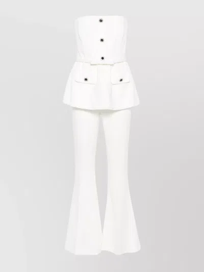 SELF-PORTRAIT STRETCH CREPE JUMPSUIT PEPLUM WAIST