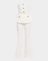 Self-portrait Strapless Belted Embellished Stretch-crepe Jumpsuit In White
