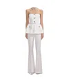 Self-portrait Strapless Belted Embellished Stretch-crepe Jumpsuit In White