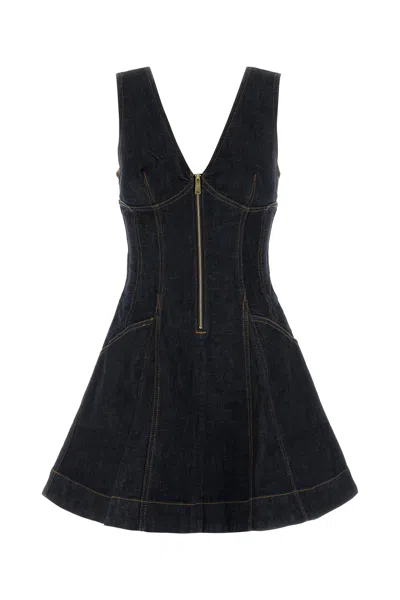 Self-portrait Self Portrait Stretch Denim Mini Dress In Black