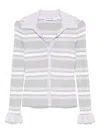 Self-portrait Self Portrait Women Grey Ribbed Knit Striped Cardigan In Multi