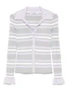 Self-portrait Self Portrait Women Grey Ribbed Knit Striped Cardigan In Multi