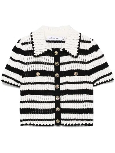SELF-PORTRAIT STRIPED CROCHET TOP
